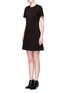 Front View - Click To Enlarge - PROENZA SCHOULER - Lace-up back wool blend A-line dress