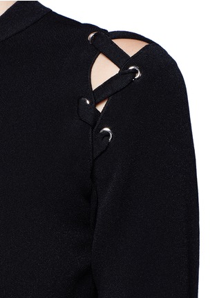 Detail View - Click To Enlarge - PROENZA SCHOULER - Lace-up cutout knit cropped top