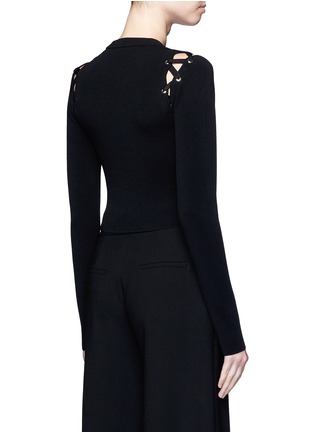 Back View - Click To Enlarge - PROENZA SCHOULER - Lace-up cutout knit cropped top