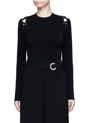 Main View - Click To Enlarge - PROENZA SCHOULER - Lace-up cutout knit cropped top