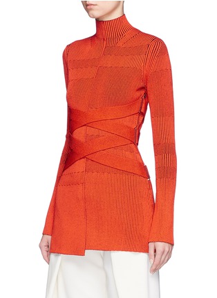 Front View - Click To Enlarge - PROENZA SCHOULER - Cross strap rib knit turtleneck top