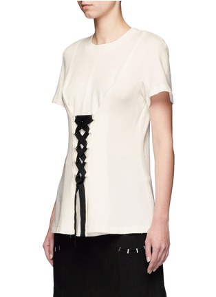 Front View - Click To Enlarge - PROENZA SCHOULER - Lace-up double-faced wool blend jersey top