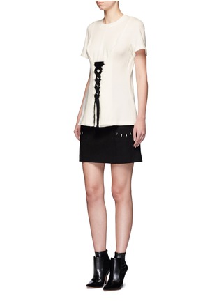 Figure View - Click To Enlarge - PROENZA SCHOULER - Lace-up double-faced wool blend jersey top