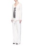 Front View - Click To Enlarge - PROENZA SCHOULER - Lace-up drape front crepe top