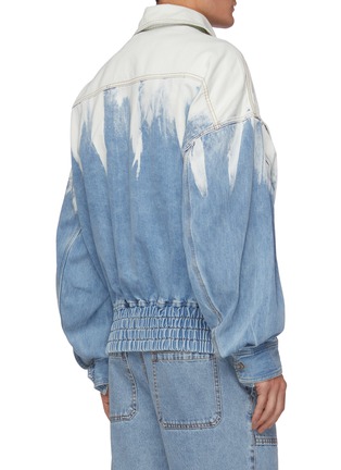 Back View - Click To Enlarge - FENG CHEN WANG - Deconstructed Collar Detail Gradient Tie-dye Denim Jacket