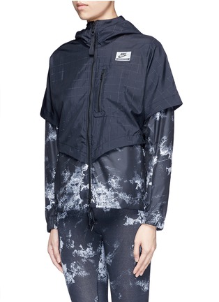 Front View - Click To Enlarge - NIKE - 'Nike International Windrunner' foldable aerial print jacket