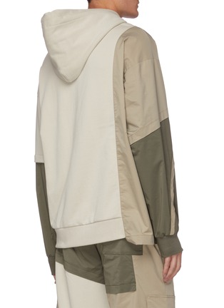 Back View - Click To Enlarge - FENG CHEN WANG - Deconstructed Contrast Panel Layered Sleeves Cotton Hoodie