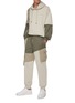 Figure View - Click To Enlarge - FENG CHEN WANG - Deconstructed Contrast Panel Layered Sleeves Cotton Hoodie