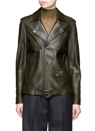 Main View - Click To Enlarge - THEORY - 'Tralsmin' belted lambskin leather moto jacket