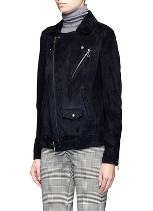 Front View - Click To Enlarge - THEORY - 'Tralsmin' belted moto lambskin suede jacket