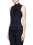 Front View - Click To Enlarge - THEORY - 'Eulia' suede front ponte knit top