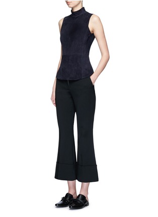 Figure View - Click To Enlarge - THEORY - 'Eulia' suede front ponte knit top