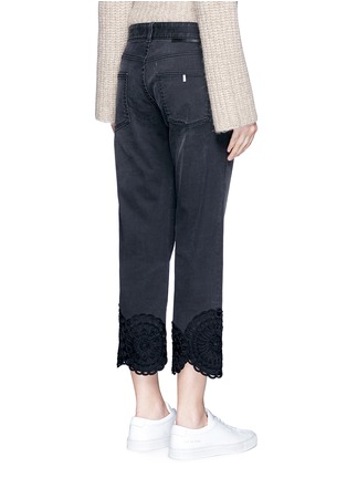 Back View - Click To Enlarge - STELLA MCCARTNEY - Floral ribbon appliqué cropped tomboy jeans