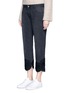 Front View - Click To Enlarge - STELLA MCCARTNEY - Floral ribbon appliqué cropped tomboy jeans