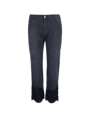 Main View - Click To Enlarge - STELLA MCCARTNEY - Floral ribbon appliqué cropped tomboy jeans