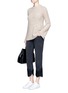 Figure View - Click To Enlarge - STELLA MCCARTNEY - Floral ribbon appliqué cropped tomboy jeans