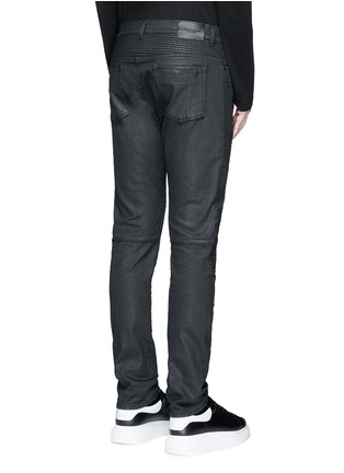 Back View - Click To Enlarge - MARCELO BURLON - Slim fit overdye biker jeans
