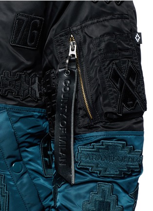 Detail View - Click To Enlarge - MARCELO BURLON - 'Alpha Industries' colourblock patch embroidery bomber jacket