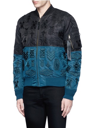 Front View - Click To Enlarge - MARCELO BURLON - 'Alpha Industries' colourblock patch embroidery bomber jacket