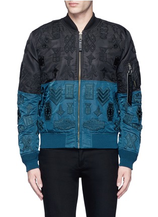 Main View - Click To Enlarge - MARCELO BURLON - 'Alpha Industries' colourblock patch embroidery bomber jacket