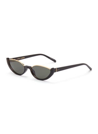 Main View - Click To Enlarge - LINDA FARROW - Robyn' half rim cat eye frame sunglasses