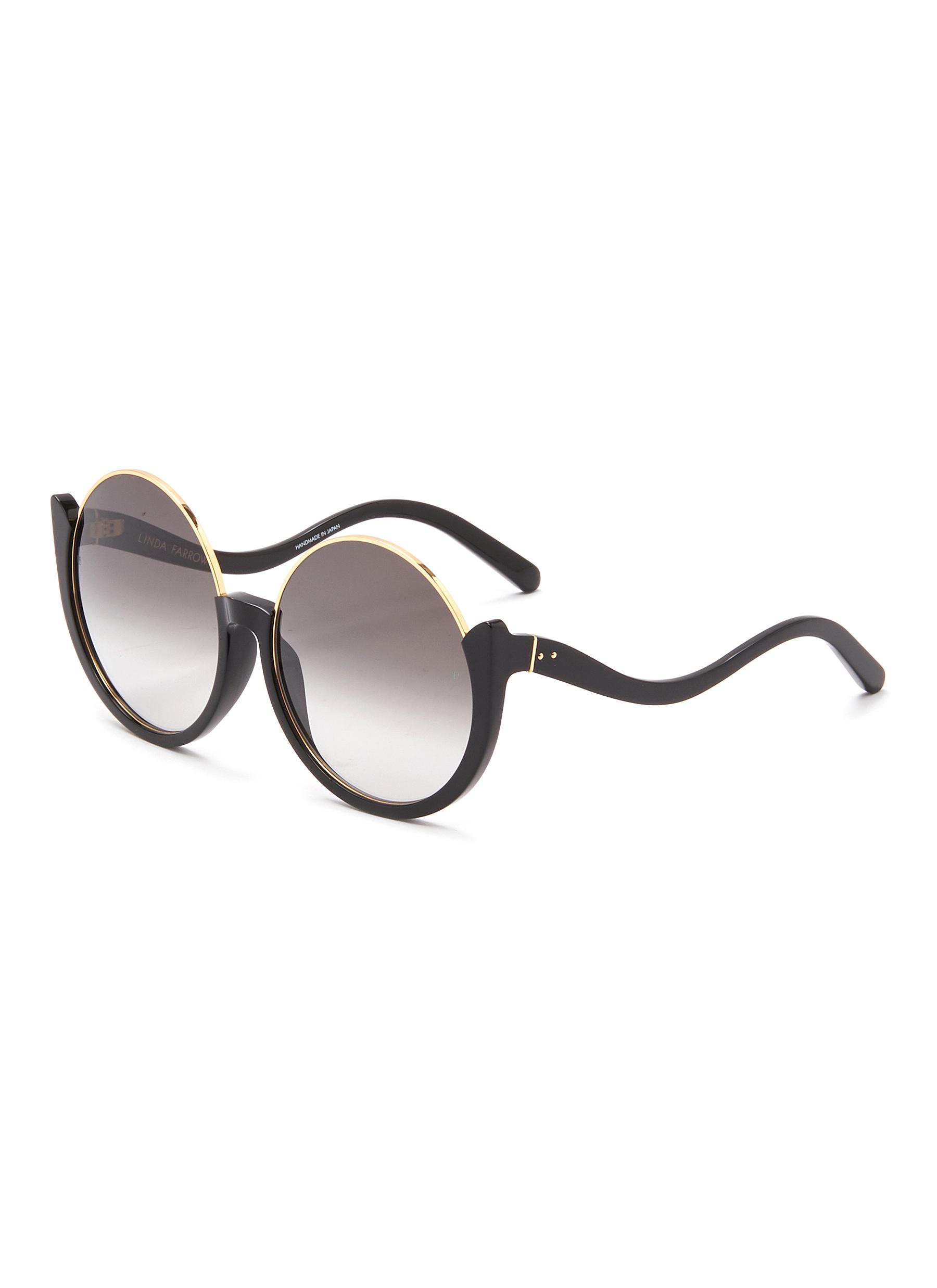 LINDA FARROW Florence' half rim round frame sunglasses