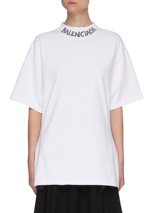 Main View - Click To Enlarge - BALENCIAGA - Logo Print Collar T-shirt