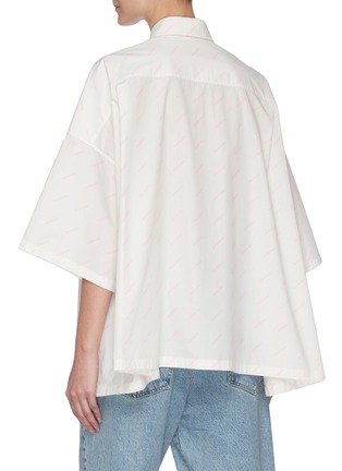 Back View - Click To Enlarge - BALENCIAGA - Short Sleeve Oversize Cotton Shirt