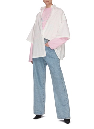 Figure View - Click To Enlarge - BALENCIAGA - Short Sleeve Oversize Cotton Shirt