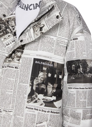  - BALENCIAGA - Newspaper Print Slit Sleeve Puffer Jacket