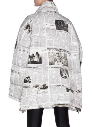 Back View - Click To Enlarge - BALENCIAGA - Newspaper Print Slit Sleeve Puffer Jacket