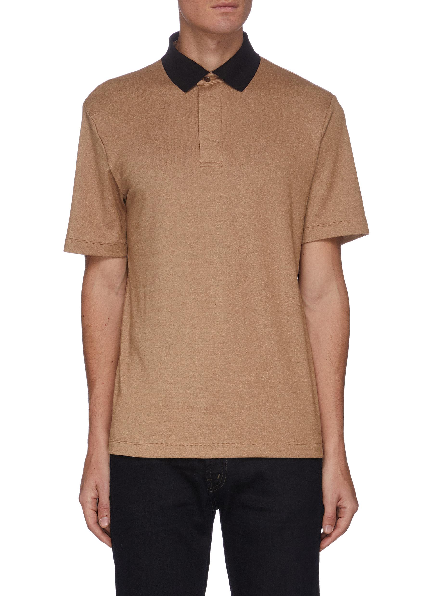 Theory Kayser Regular Fit Short Sleeve Polo In Brown,black