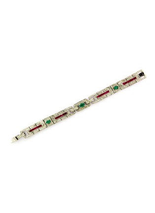 Main View - Click To Enlarge - TUKKA - Victorian' Diamond Ruby Emerald Gold Silver Bracelet