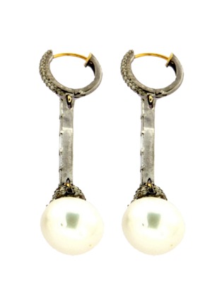 Main View - Click To Enlarge - TUKKA - Diamond Pearl Gold Silver Drop Earrings