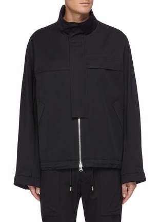 Main View - Click To Enlarge - SOLID HOMME - Stand Collar Semi-Concealed Zip Front Jacket