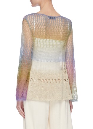 Back View - Click To Enlarge - SWAYING - Side Slit Gradient Mesh Crochet Top
