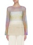 Main View - Click To Enlarge - SWAYING - Side Slit Gradient Mesh Crochet Top