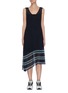 Main View - Click To Enlarge - SWAYING - Asymmetric Stripe Hem Sleeveless Knit Maxi Dress
