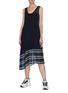 Figure View - Click To Enlarge - SWAYING - Asymmetric Stripe Hem Sleeveless Knit Maxi Dress