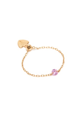 Detail View - Click To Enlarge - PERSÉE PARIS - 'La Vie En Rose' pink sapphire 18k gold adjustable chain ring
