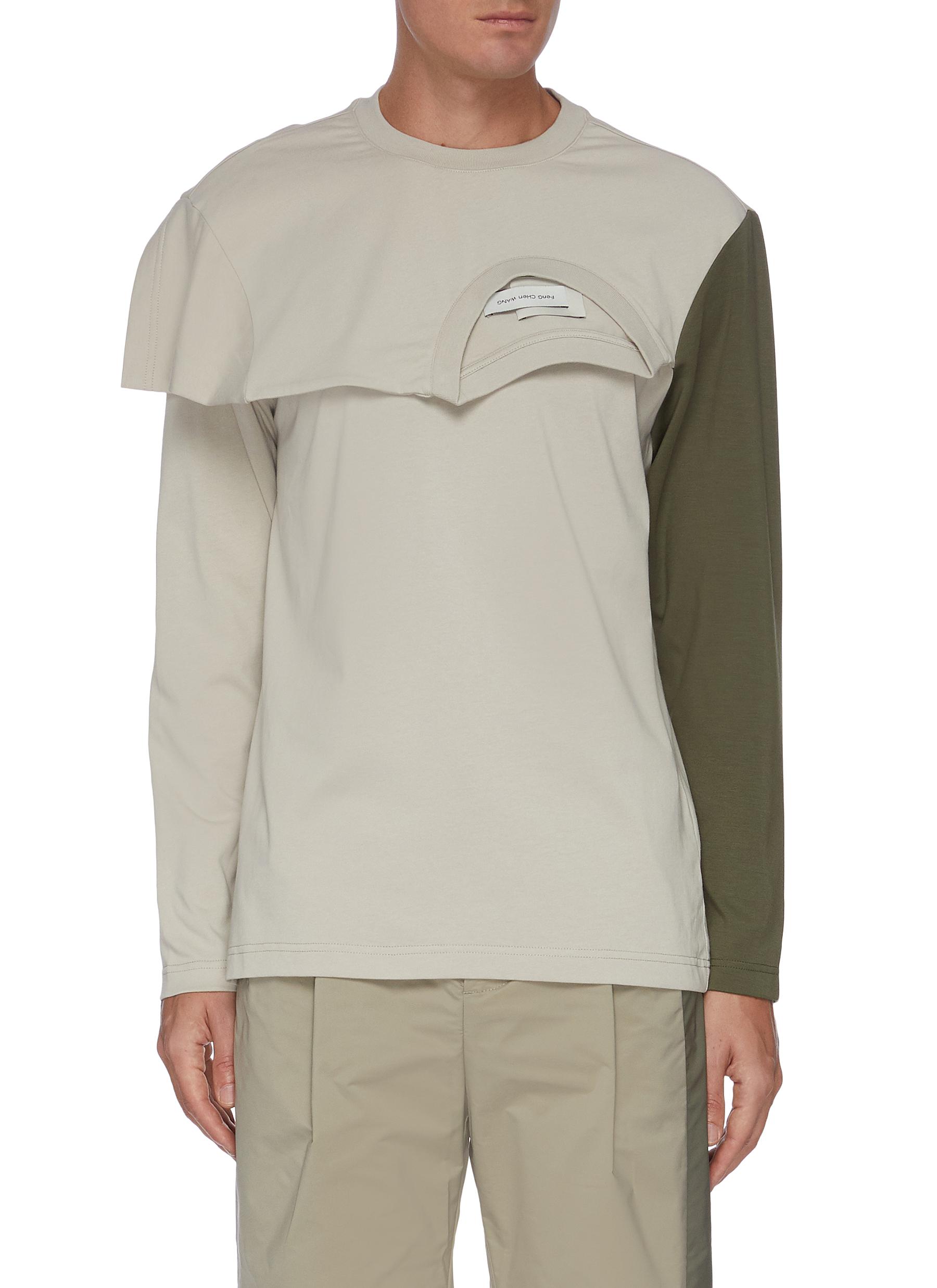 Feng Chen Wang Deconstructed T-shirt Panel Contrast Sleeve Top In Green