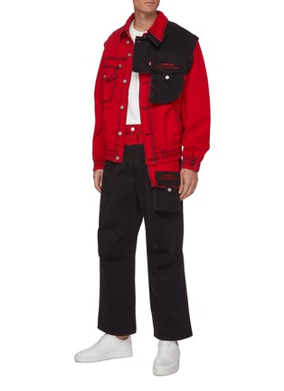 Figure View - Click To Enlarge - FENG CHEN WANG - x Levi's Convertible Contrast Panel Cotton Twill Jacket
