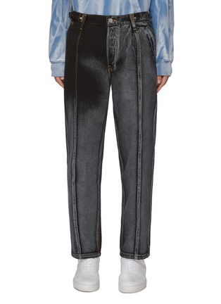 Main View - Click To Enlarge - FENG CHEN WANG - x Levi's Side Belt Detail Gradient Centre Trim Denim Jeans