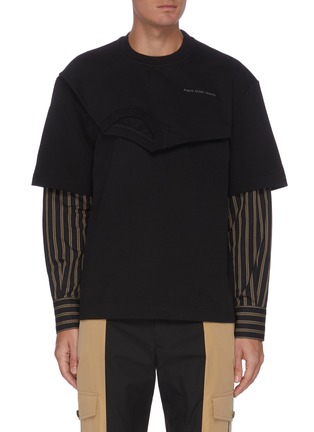 Main View - Click To Enlarge - FENG CHEN WANG - Deconstructed T-shirt panel stripe sleeve top