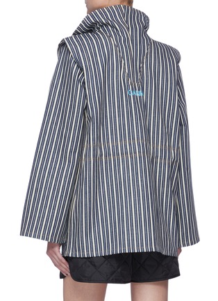 Back View - Click To Enlarge - GANNI - Stand Collar Patch Pocket Stripe Denim Jacket