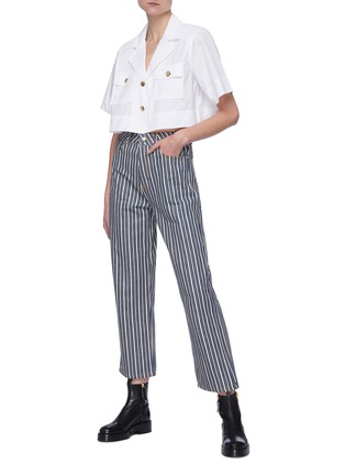 Figure View - Click To Enlarge - GANNI - Straight Leg Stripe Crop Jeans