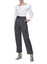 Figure View - Click To Enlarge - GANNI - Belted Roll-up Cuff Stripe Suiting Pants