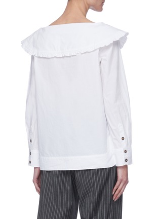 Back View - Click To Enlarge - GANNI - Round Collar Cotton Poplin Shirt