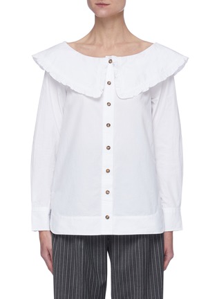 Main View - Click To Enlarge - GANNI - Round Collar Cotton Poplin Shirt