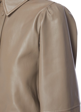  - GANNI - Mock Collar Leather Button-down Shirt